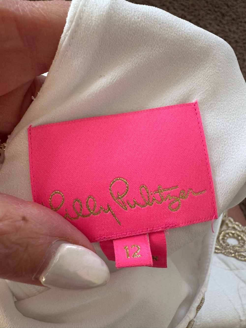 Lilly Pulitzer White Gold Caliente Jacquard Pearl Stretch Sheath Dress 12 $198 - Picture 5 of 14